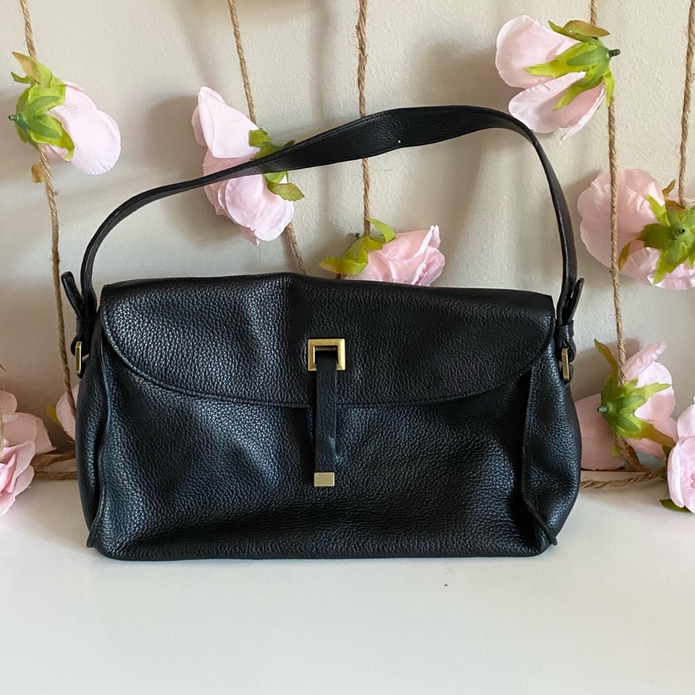 Adrienne Vittadini black pebble leather shoulder bag